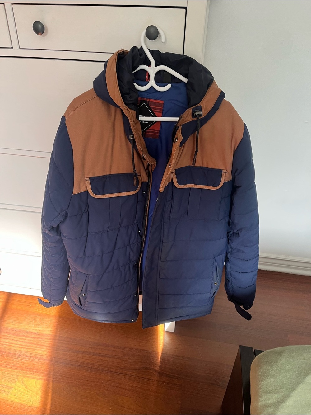 O'Neill Navy and Brown Hooded Puffer Jacket